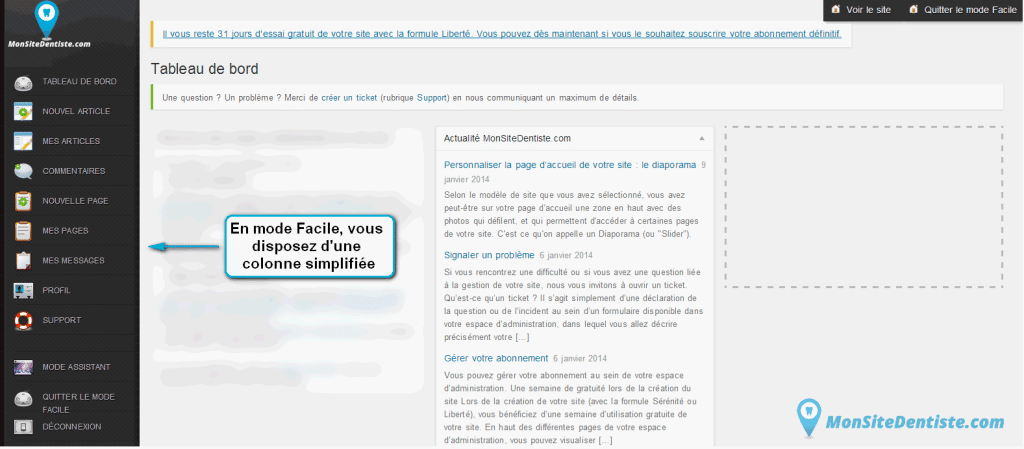 Accédez au mode Facile (cliquez sur l'image pour l'agrandir).