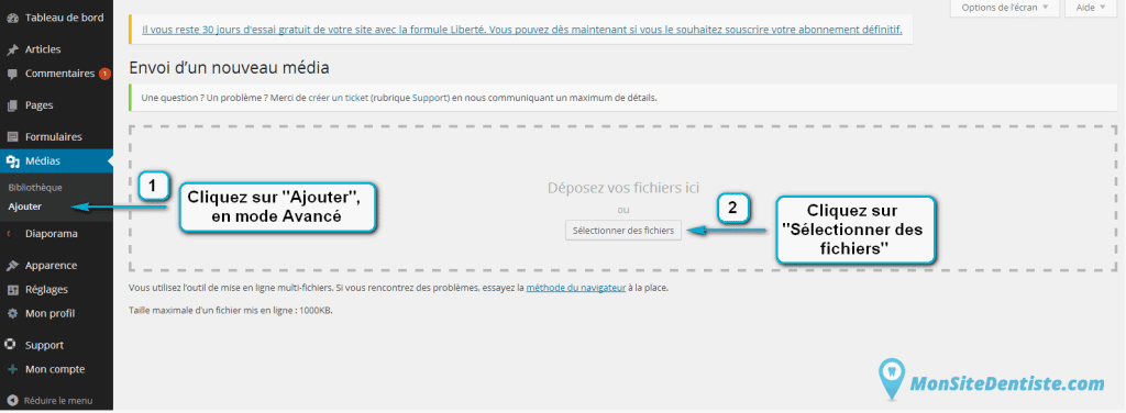 Comment ajouter une photo à la bibliothèque (cliquez sur l'image pour l'agrandir).